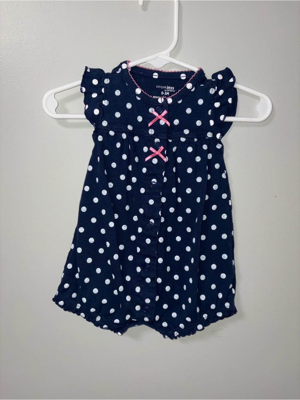 Simple Joys by Carters Navy & White Polka Dot Romper Girls 0-3M